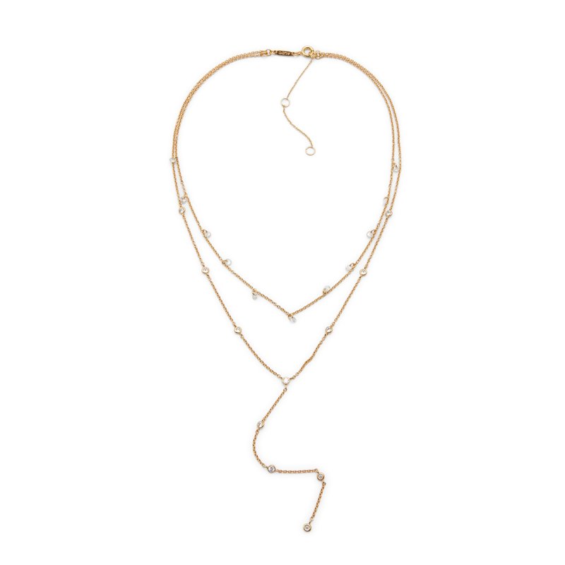 NECKLACE - GOLD/CLEAR MULTI