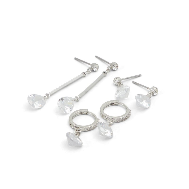 EARRINGS - SILVER/CLEAR MULTI