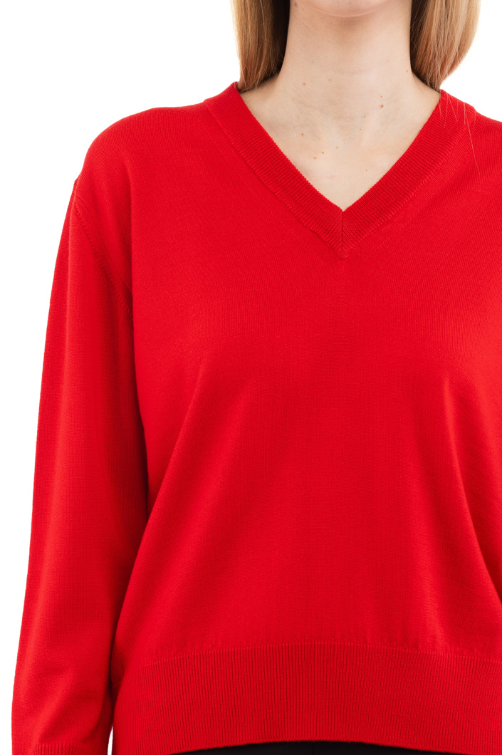 V-NECK LONG SLEEVE - ROSSO