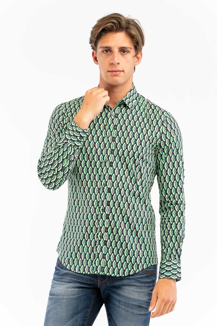 SHIRT - GREEN/PINK/BLU