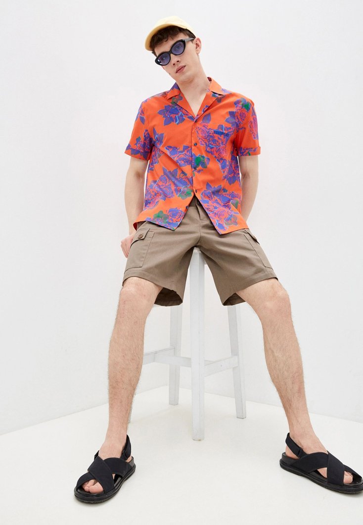 SHIRT SHORT SLEEVE - FLOWERS ORANGE