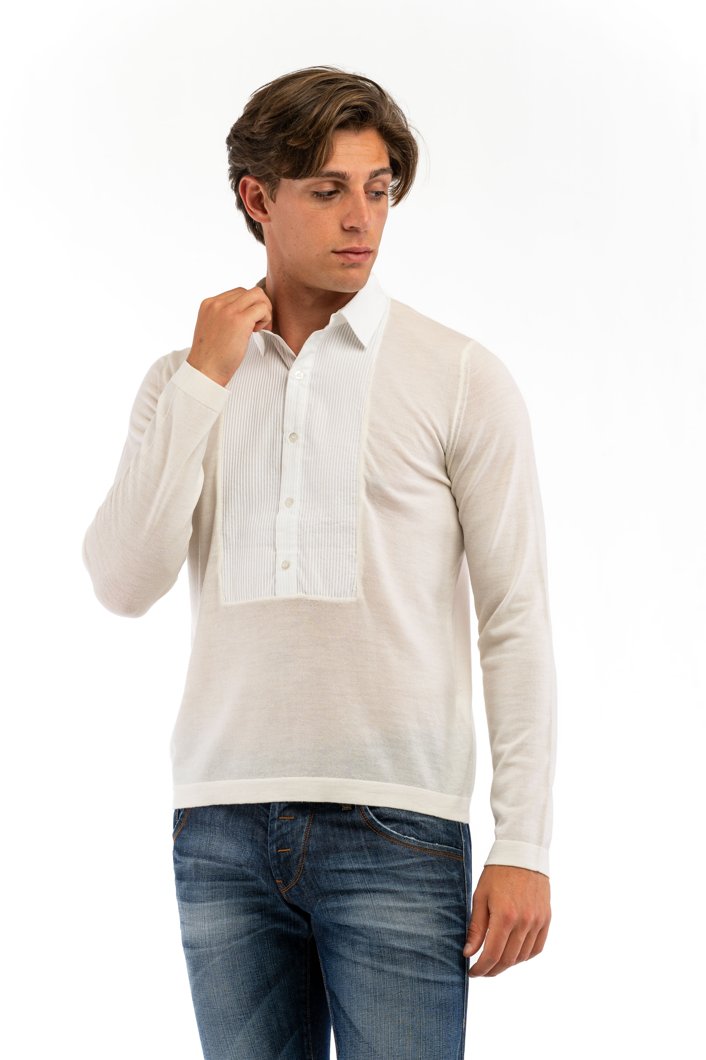 POLO LONG SLEEVE - OPTICAL WHITE