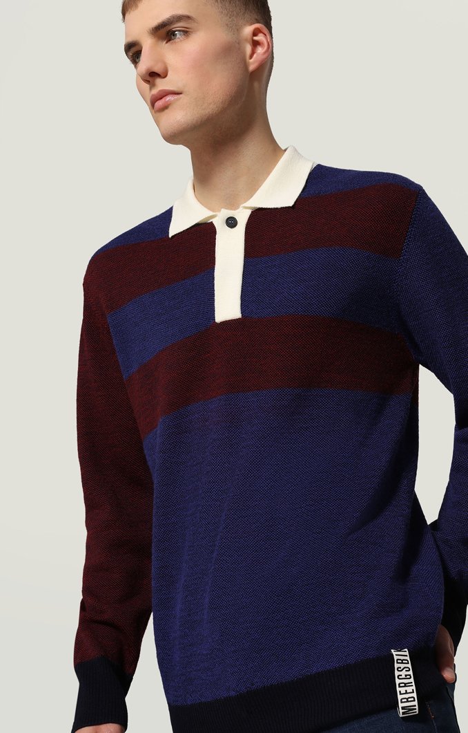 POLO LONG SLEEVE - NAVY/RED/BLUE