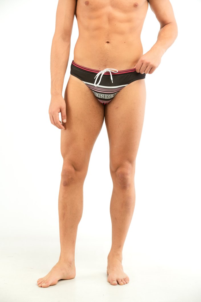 SWIM BRIEF - BLACK/FUCHSIA