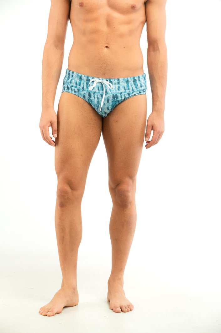 SWIM BRIEF - TURQUOISE PRINT