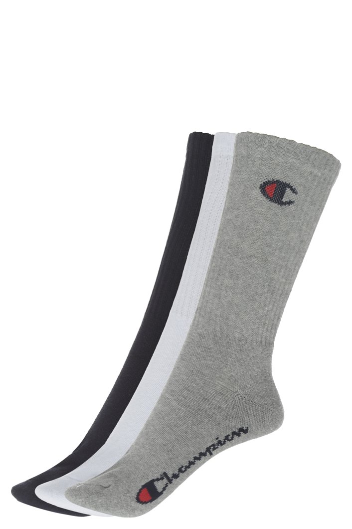 SOCKS 6 PACK - NAVY/WH/GREY WITH COLORED LOGO