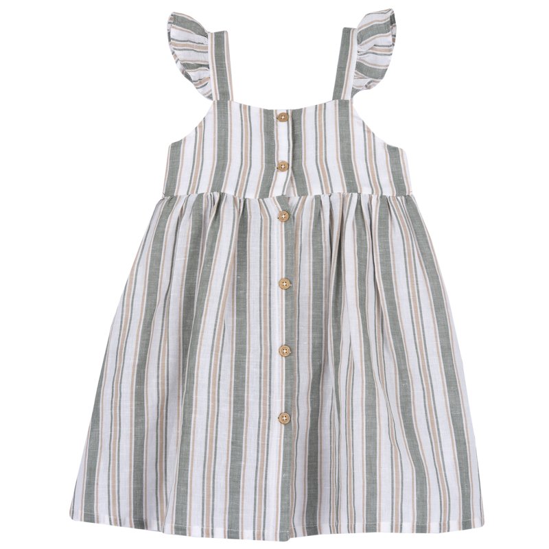 DRESS SLEEVELESS - GREEN STRIPED