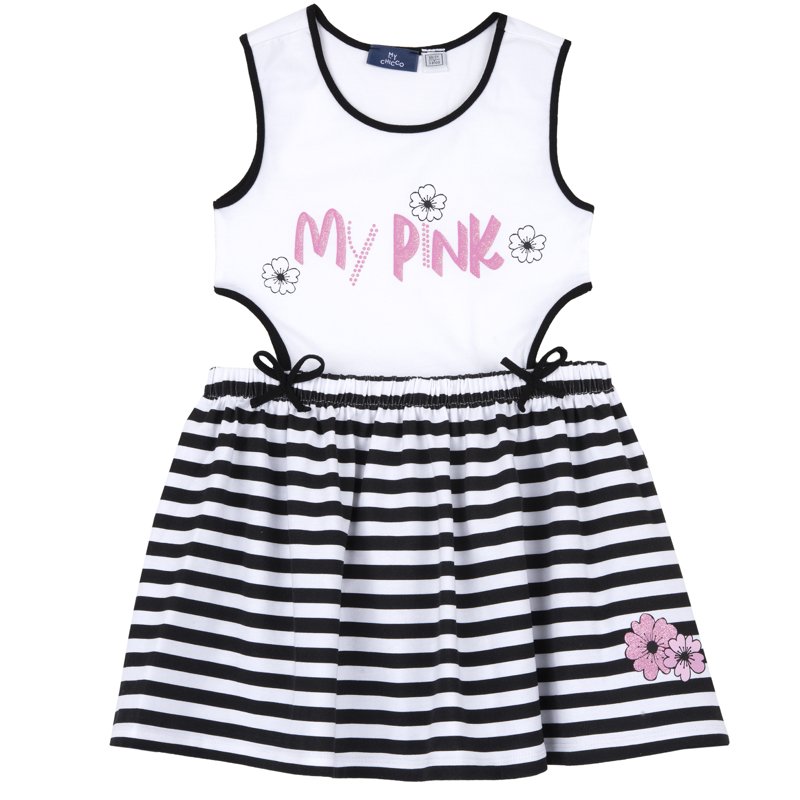 DRESS SLEEVELESS - WHITE/BLACK