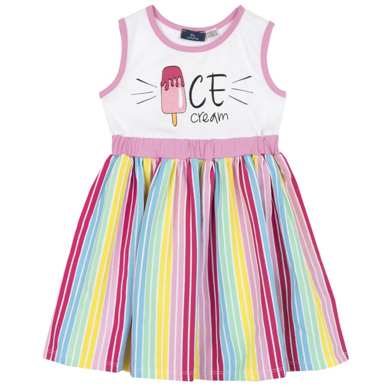 DRESS SLEEVELESS - PINK STRIPED