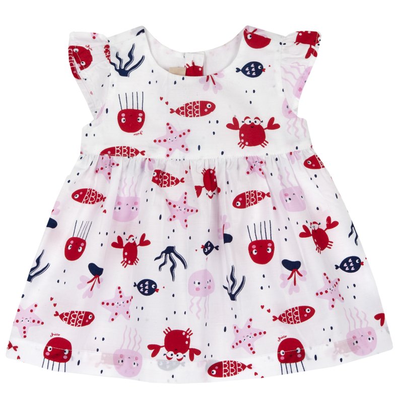 DRESS SLEEVELESS - WHITE/RED/GREY