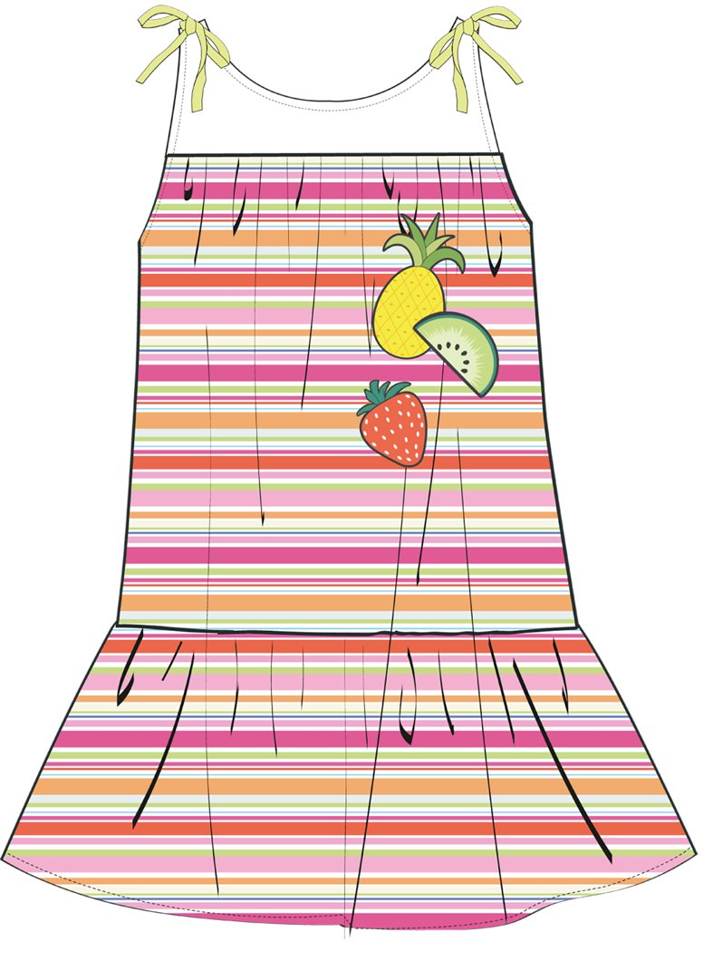 DRESS SLEEVELESS - GREEN STRIPED