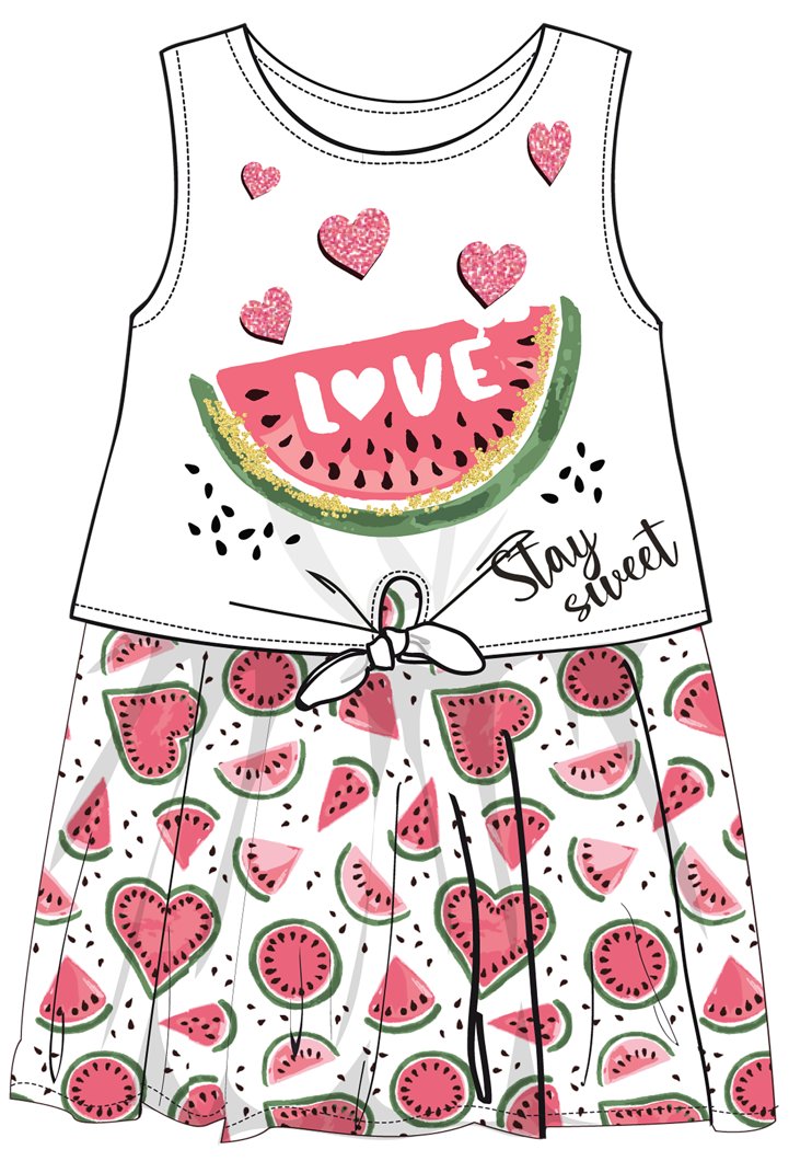 DRESS SLEEVELESS - WHITE/PINK