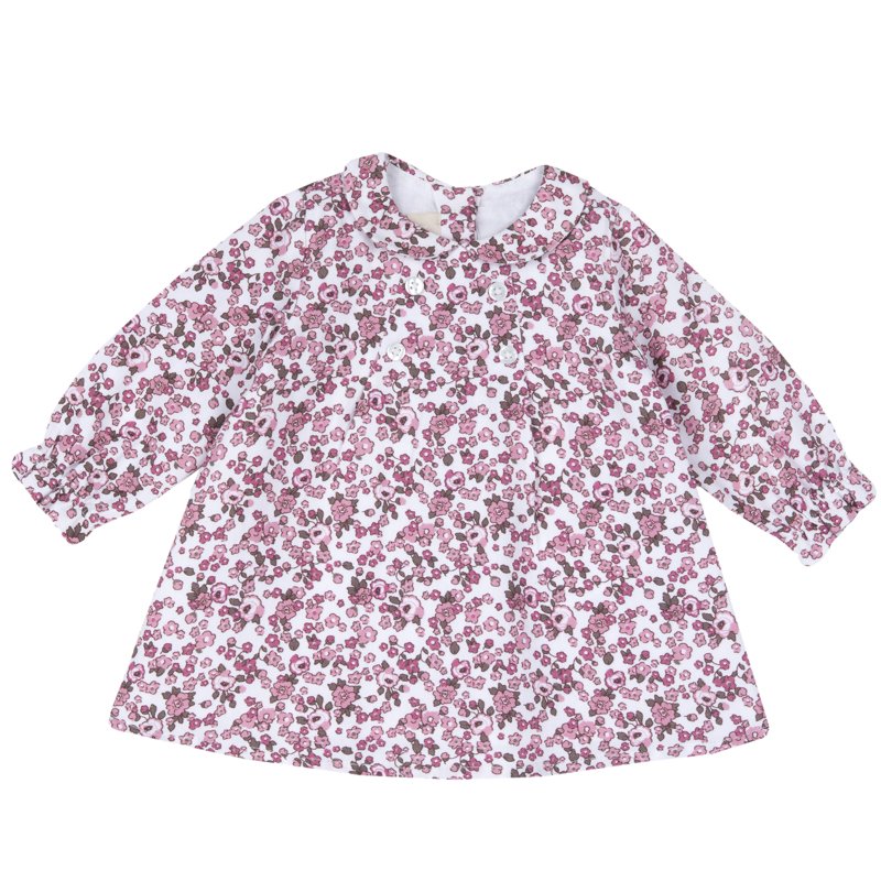 DRESS LONG SLEEVE - WHITE/PINK