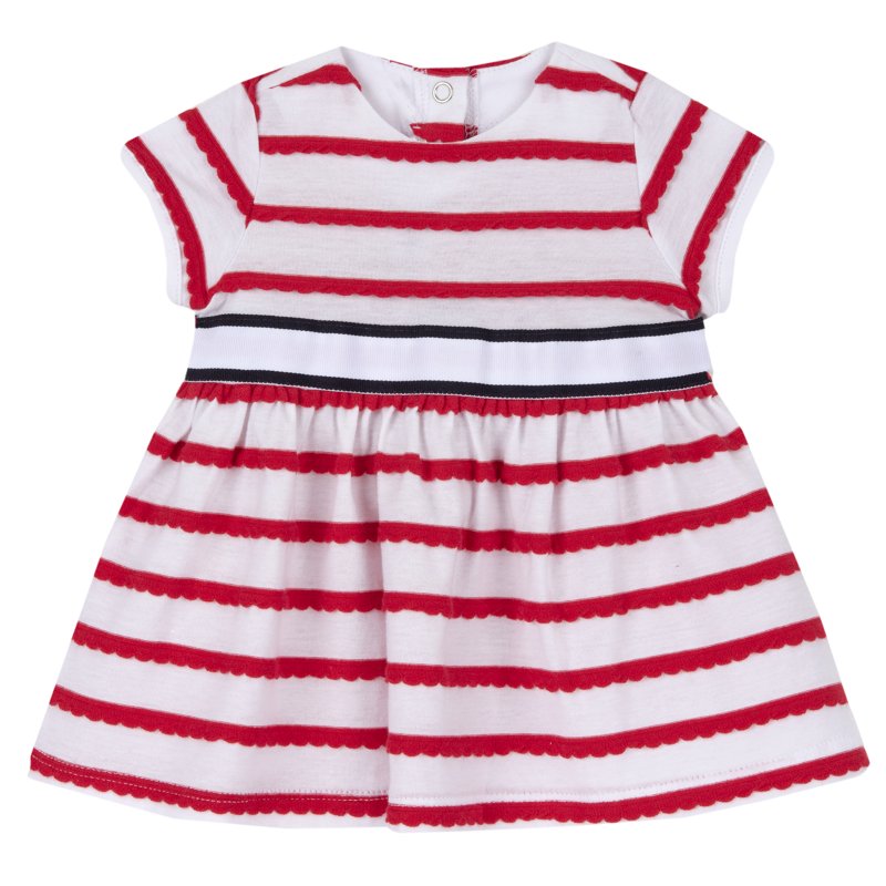 DRESS SHORT SLEEVE - WHITE/RED