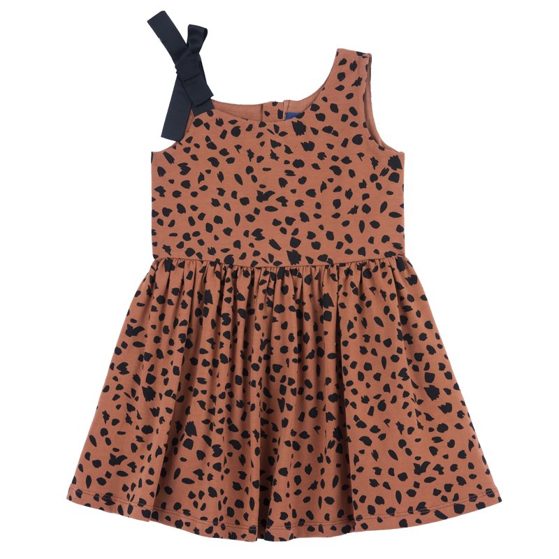 DRESS SLEEVELESS - BROWN PRINTED