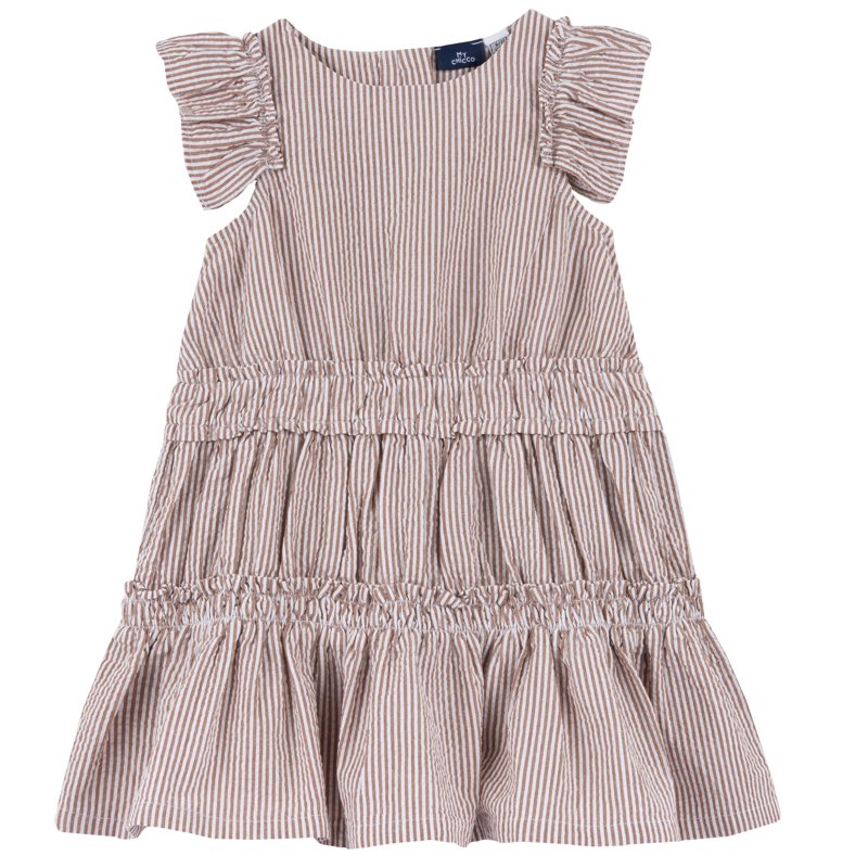 DRESS SLEEVELESS - WHITE/BROWN