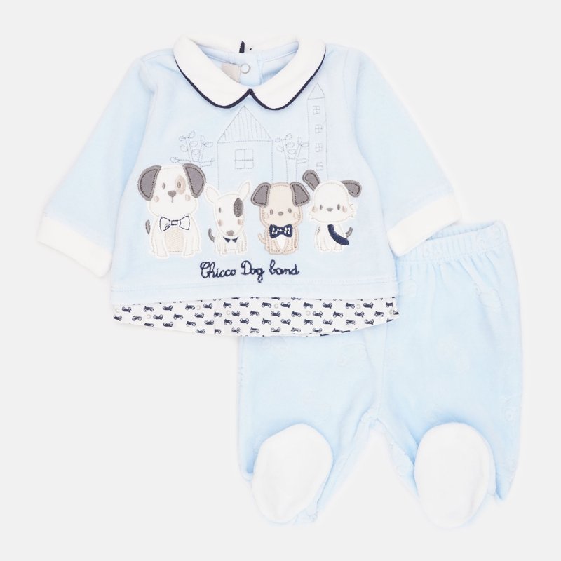 SET 2: T-SHIRT LONG SLEEVE + PANTS - LIGHT BLUE