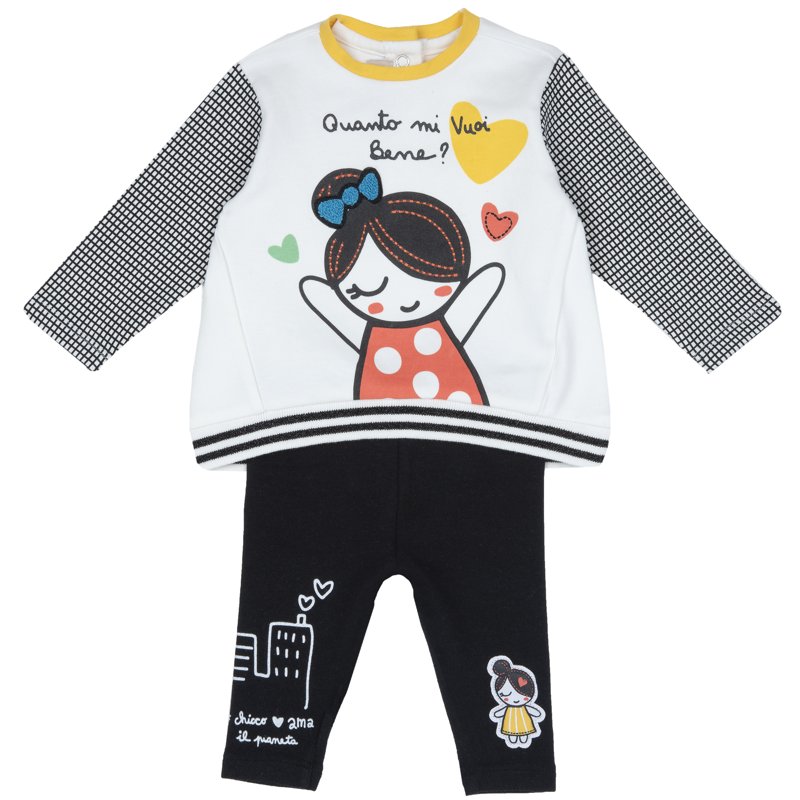 SET 2: SWEATSHIRT + LEGGINGS - WHITE/BLACK