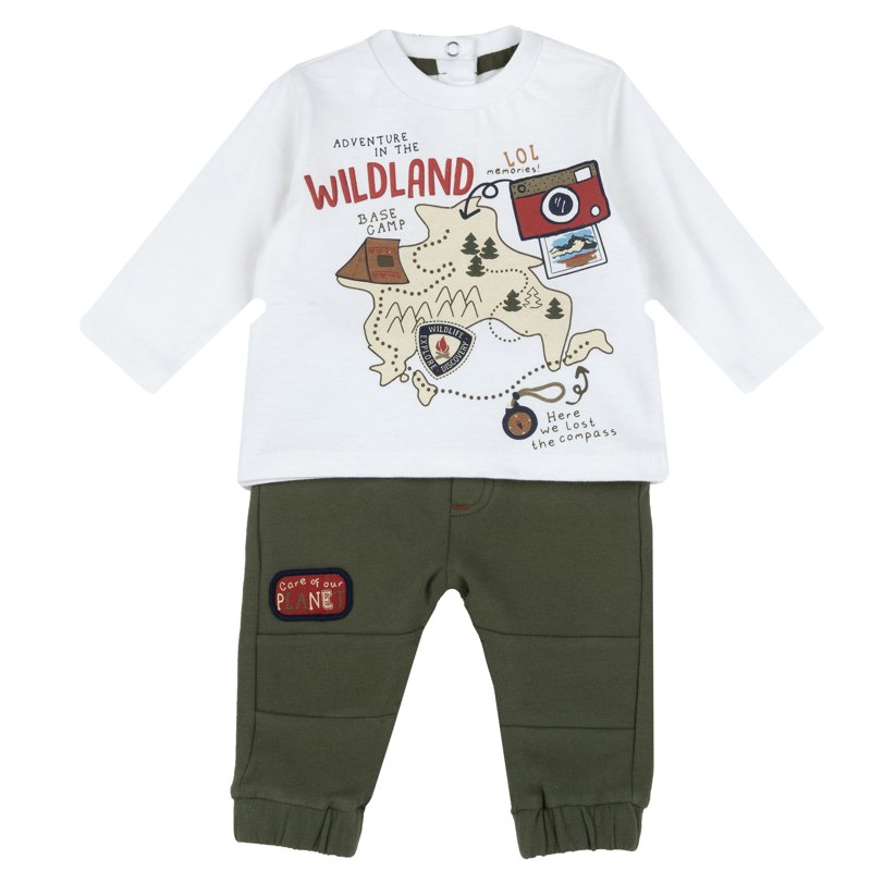 SET 2: T-SHIRT LONG SLEEVE + PANTS - MEDIUM GREEN