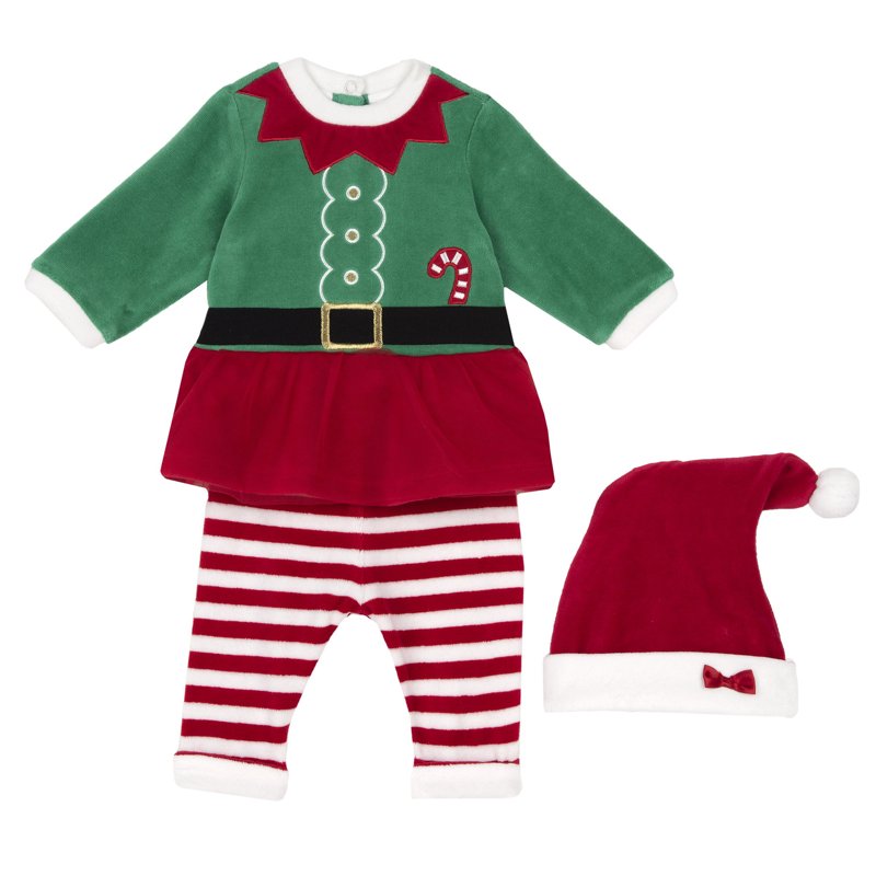 SET 3: DRESS LONG SLEEVE + LEGGINGS + HAT - MEDIUM RED