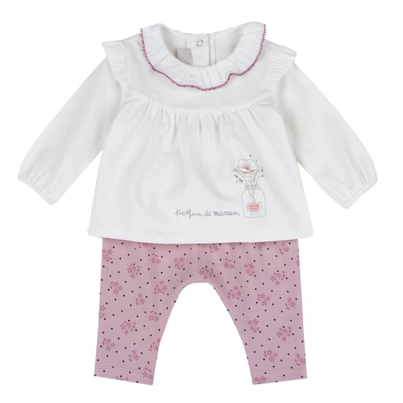 SET 2: T-SHIRT LONG SLEEVE + PANTS - MEDIUM PINK