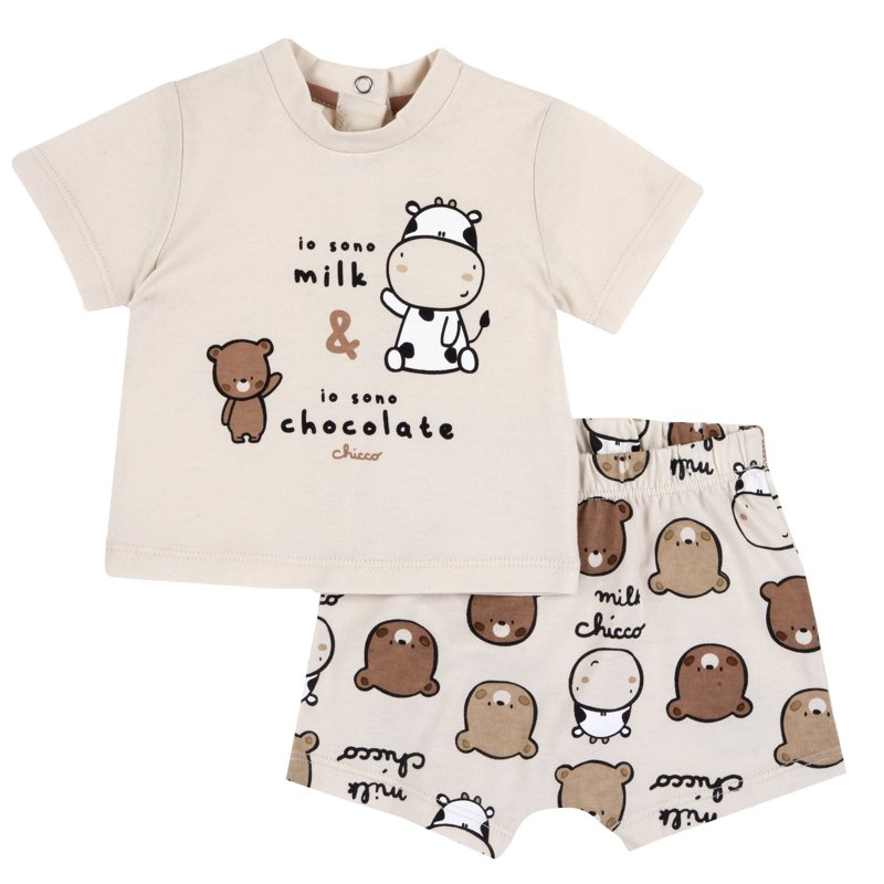 SET 2: T-SHIRT SHORT SLEEVE + SHORTS - LIGHT NATURAL