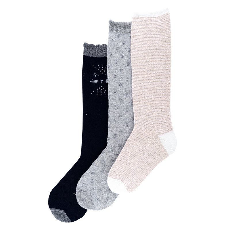 KNEE-HIGH SOCKS 3 PACK - LIGHT GREY
