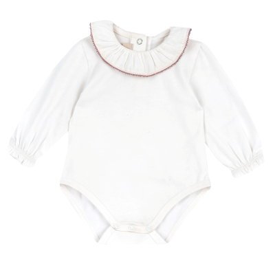 BODYSUIT LONG SLEEVE - WHITE/PINK