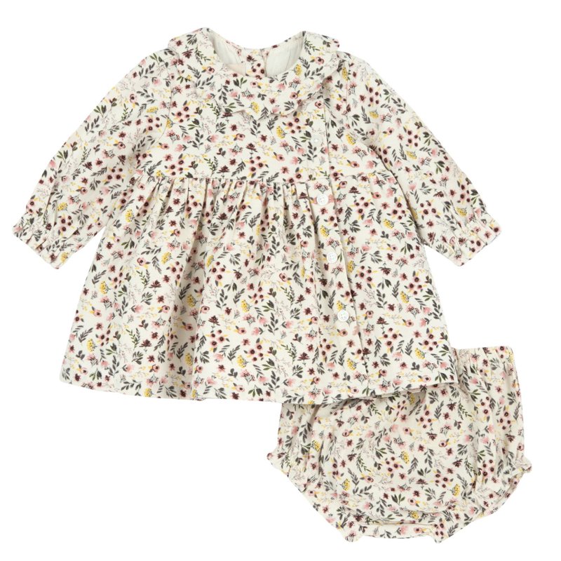 SET 2: DRESS LONG SLEEVE + UNDERPANTS - NATURAL PRINTED