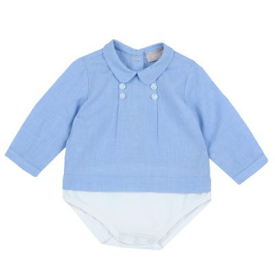 BODYSUIT LONG SLEEVE - MEDIUM BLUE/LIGHT BLUE