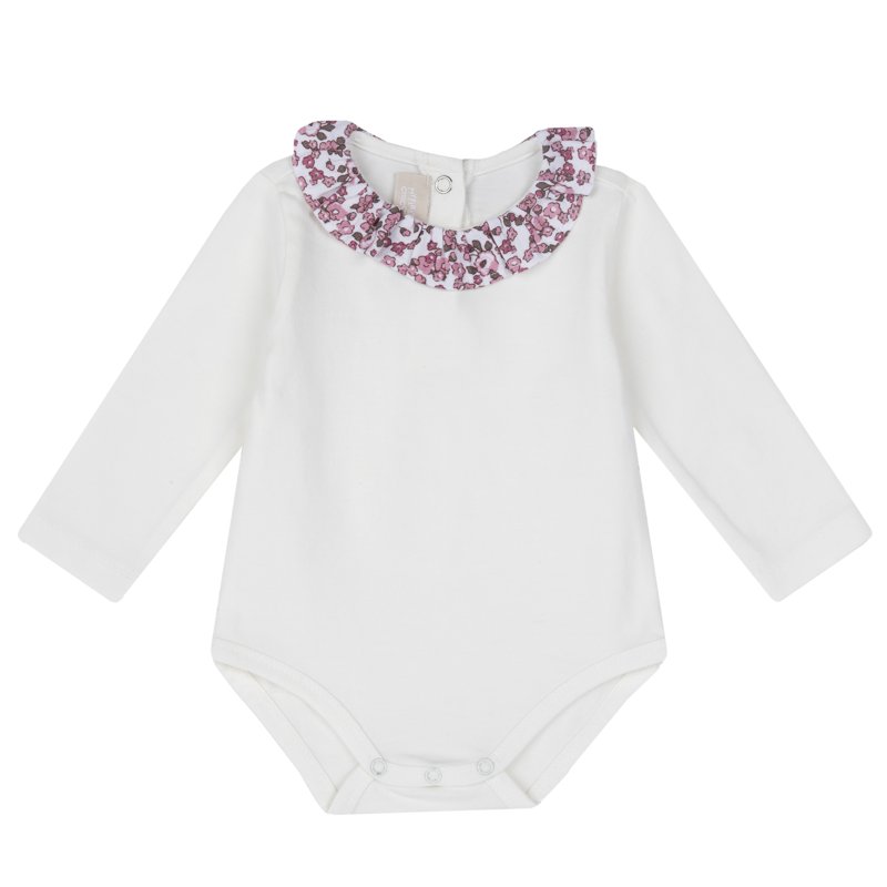 BODYSUIT LONG SLEEVE - WHITE/PINK