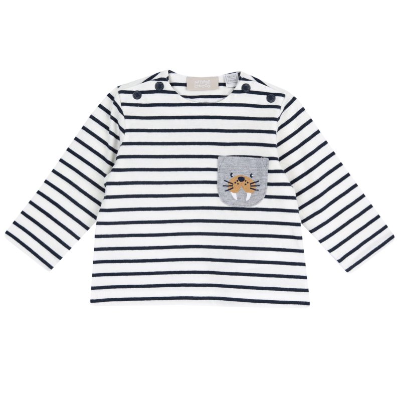 T-SHIRT LONG SLEEVE - WHITE/BLUE