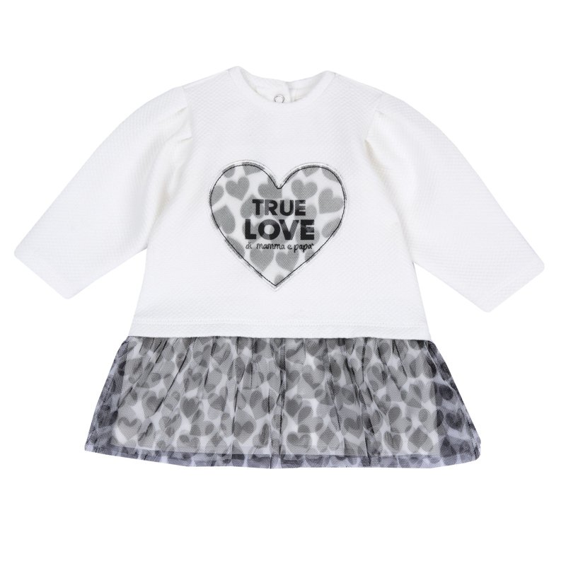 DRESS LONG SLEEVE - WHITE/BLACK