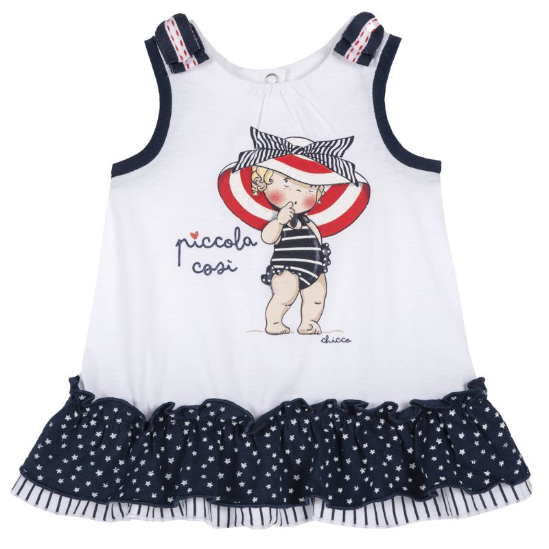 DRESS SLEEVELESS - WHITE/BLUE