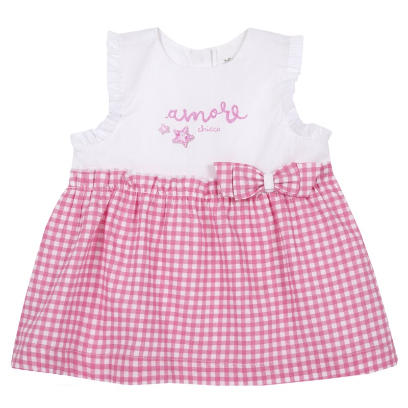 DRESS SLEEVELESS - WHITE/PINK