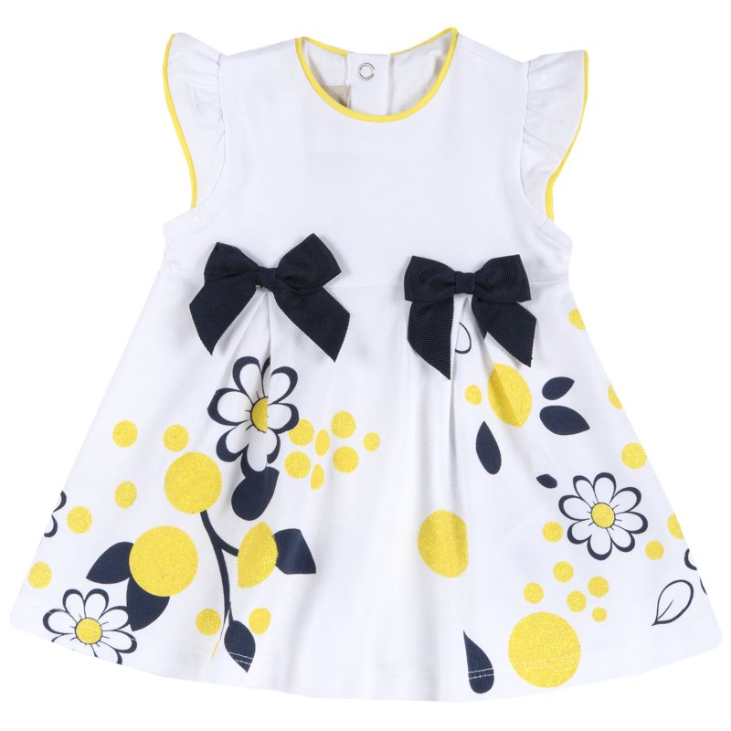DRESS SLEEVELESS - WHITE/YELLOW