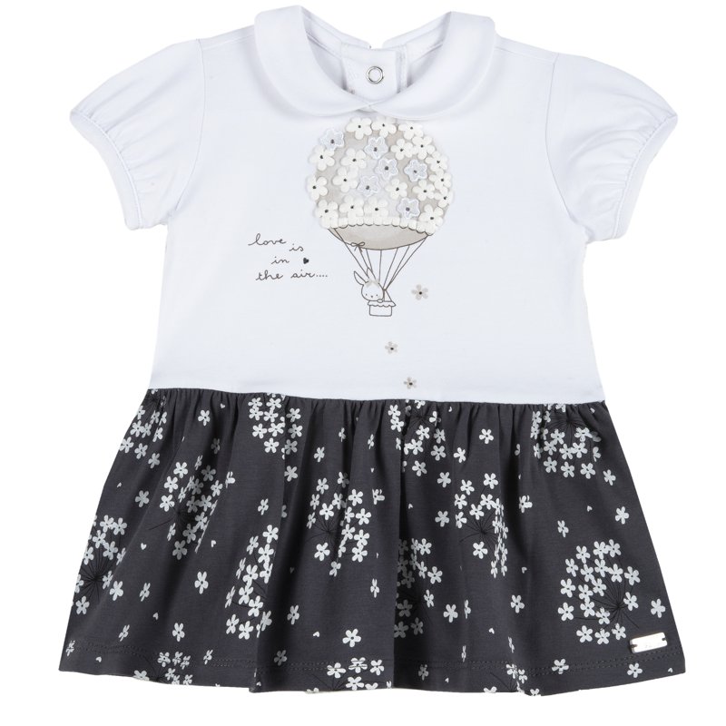 DRESS SHORT SLEEVE - GREY PRINTED