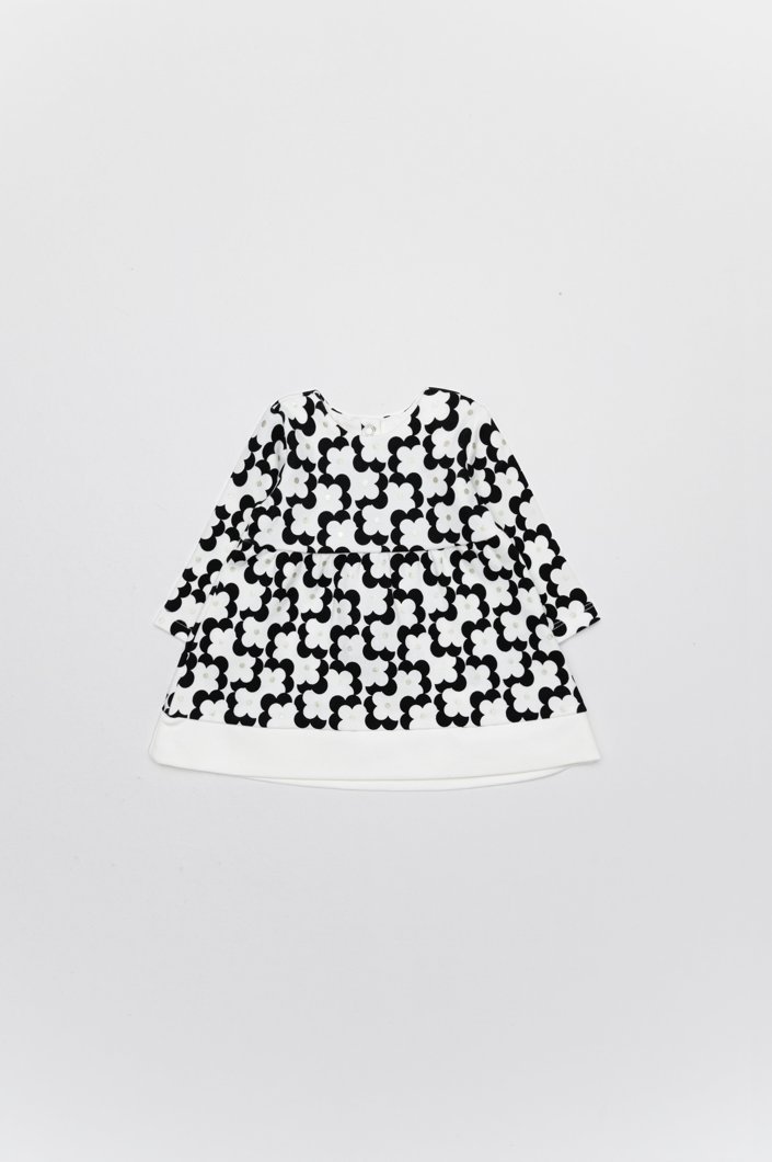 DRESS LONG SLEEVE - WHITE/BLACK