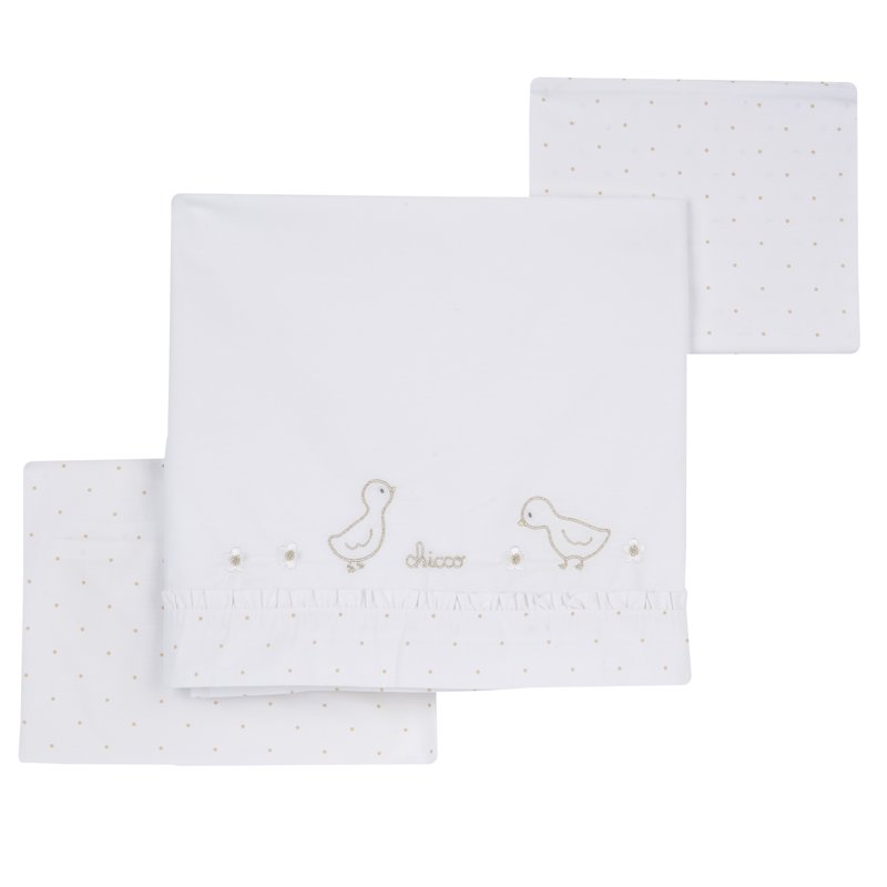 SET 3: BEDSHEET + 2 PILLOWCASES - WHITE