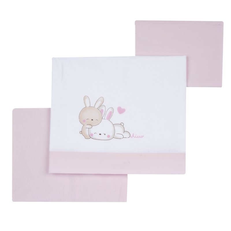 SET 3: BEDSHEET + 2 PILLOWCASES - LIGHT PINK