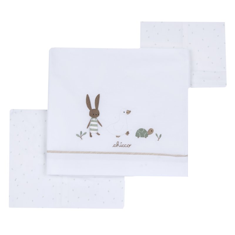 SET 3: BEDSHEET + 2 PILLOWCASES - WHITE