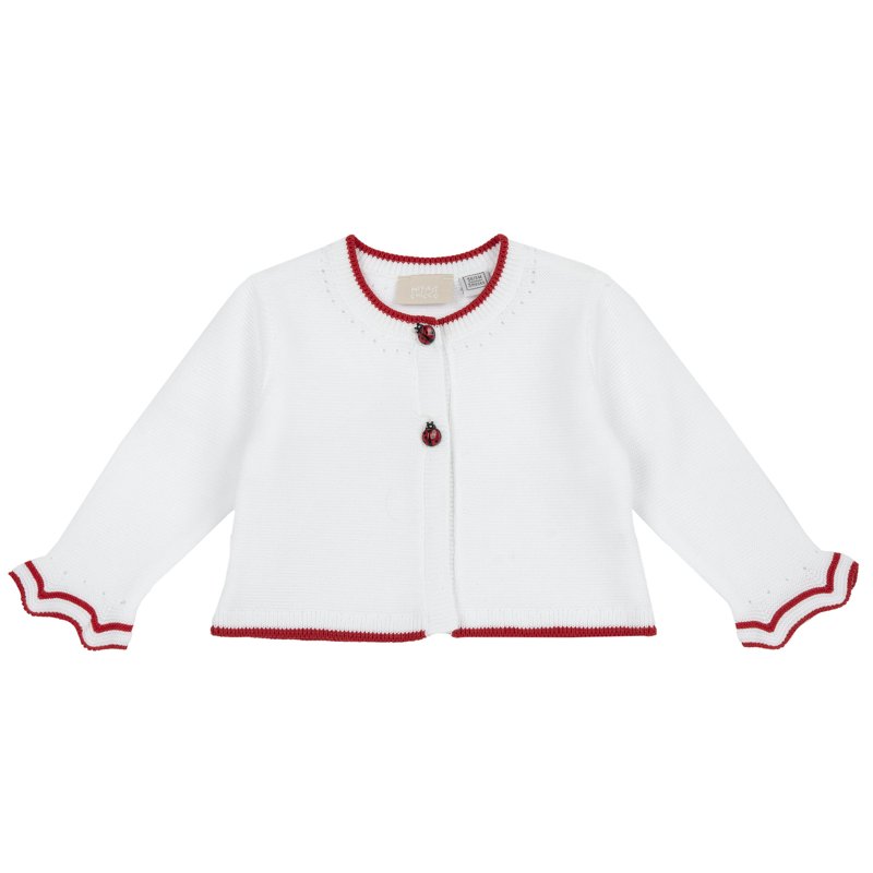 CARDIGAN - WHITE/RED/GREY