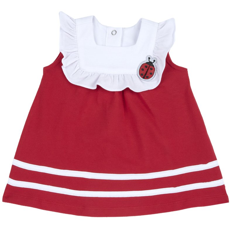 DRESS SLEEVELESS - WHITE/RED
