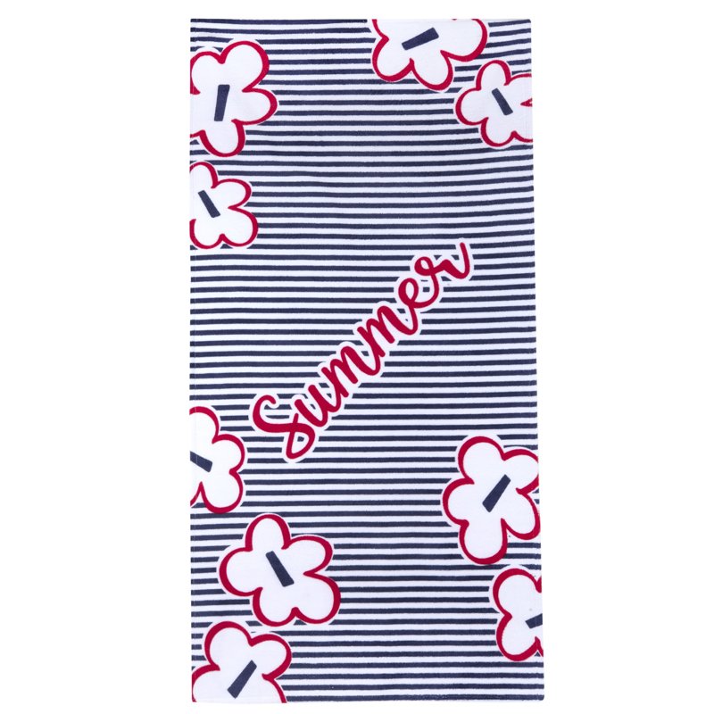 BEACH TOWEL - WHITE/RED/GREY
