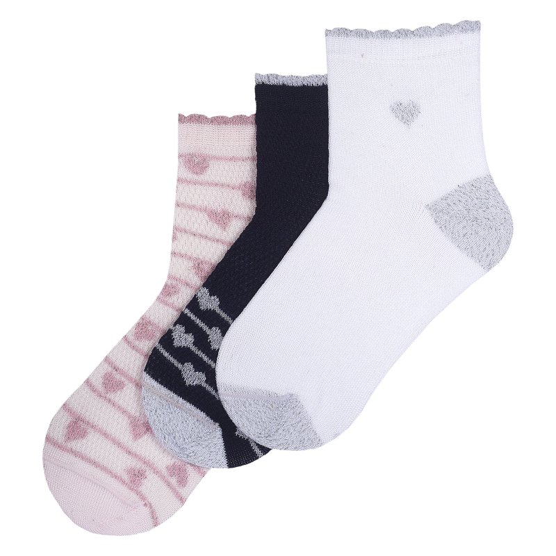 SOCKS 3 PACK - WHITE/PINK