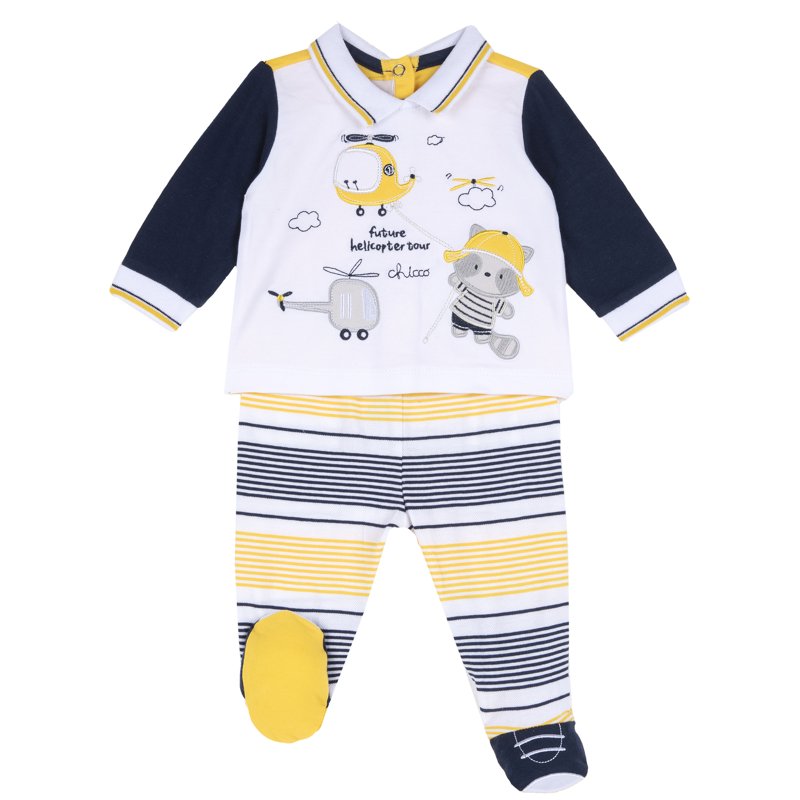 SET 2: BABY SWEATER + LEGGINGS - WHITE/YELLOW