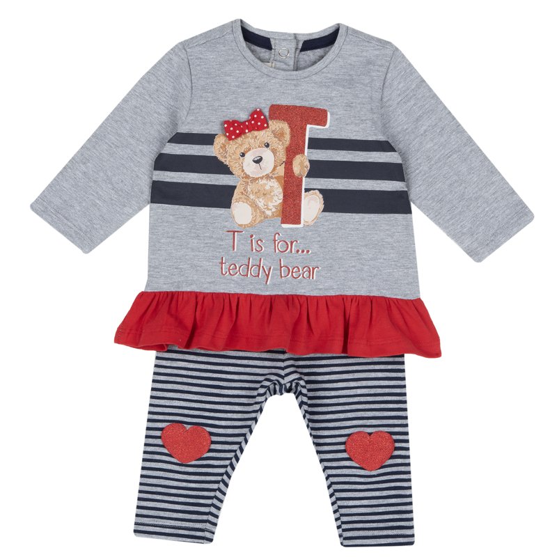 SET 2: DRESS LONG SLEEVE + LEGGINGS - LIGHT GREY