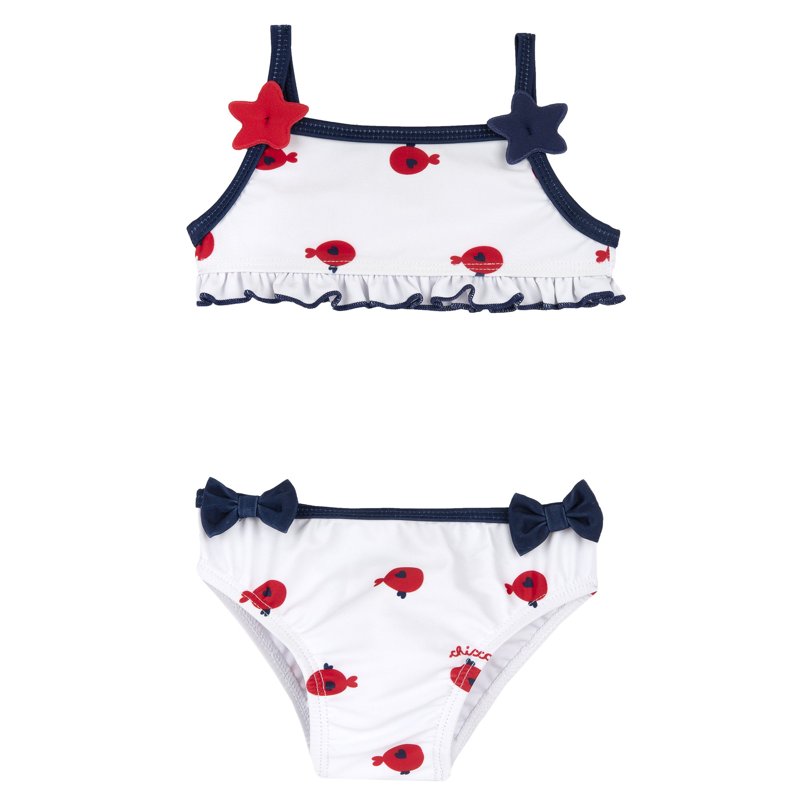 SWIMSUIT - WHITE/RED/GREY