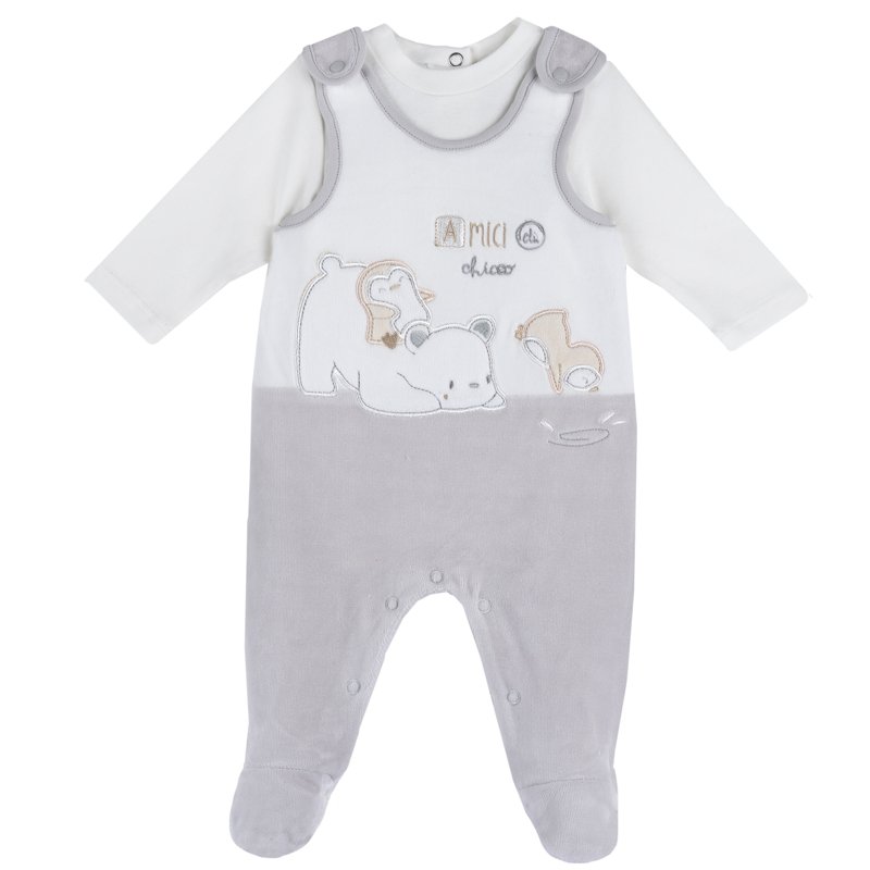 SET 2: BODYSUIT LONG SLEEVE + JUMPSUIT - WHITE