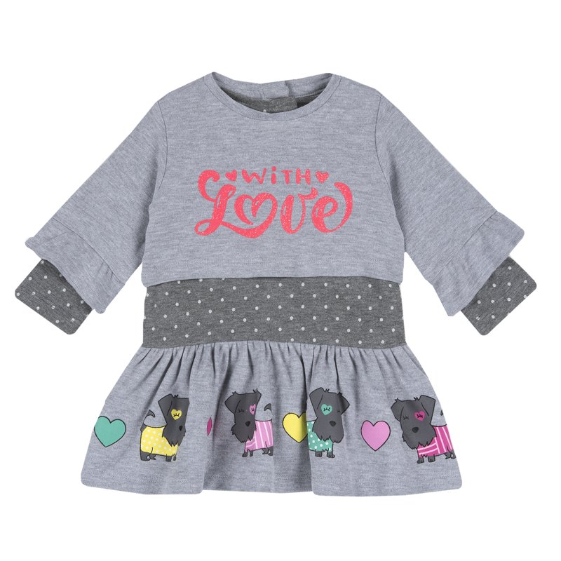 SET 2: T-SHIRT LONG SLEEVE + PINAFORE DRESS - DARK GREY